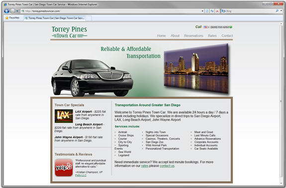 Torrey Pines Town Car Website